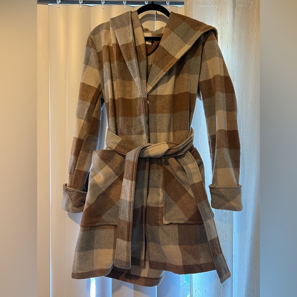 a new day Tan and Gray Plaid Coat